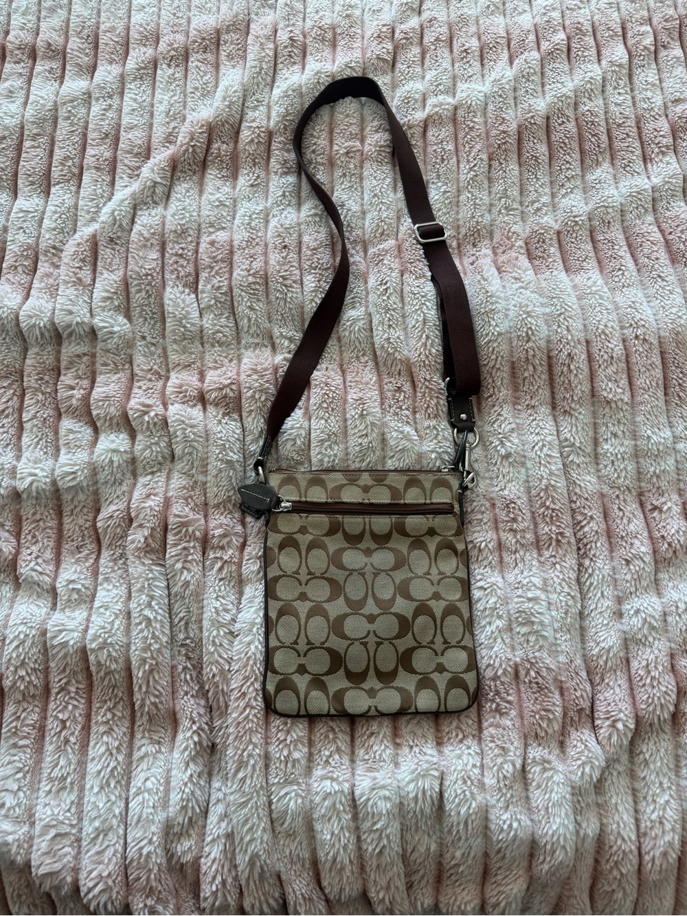 Coach Khaki/Brown Signature Crossbody Bag